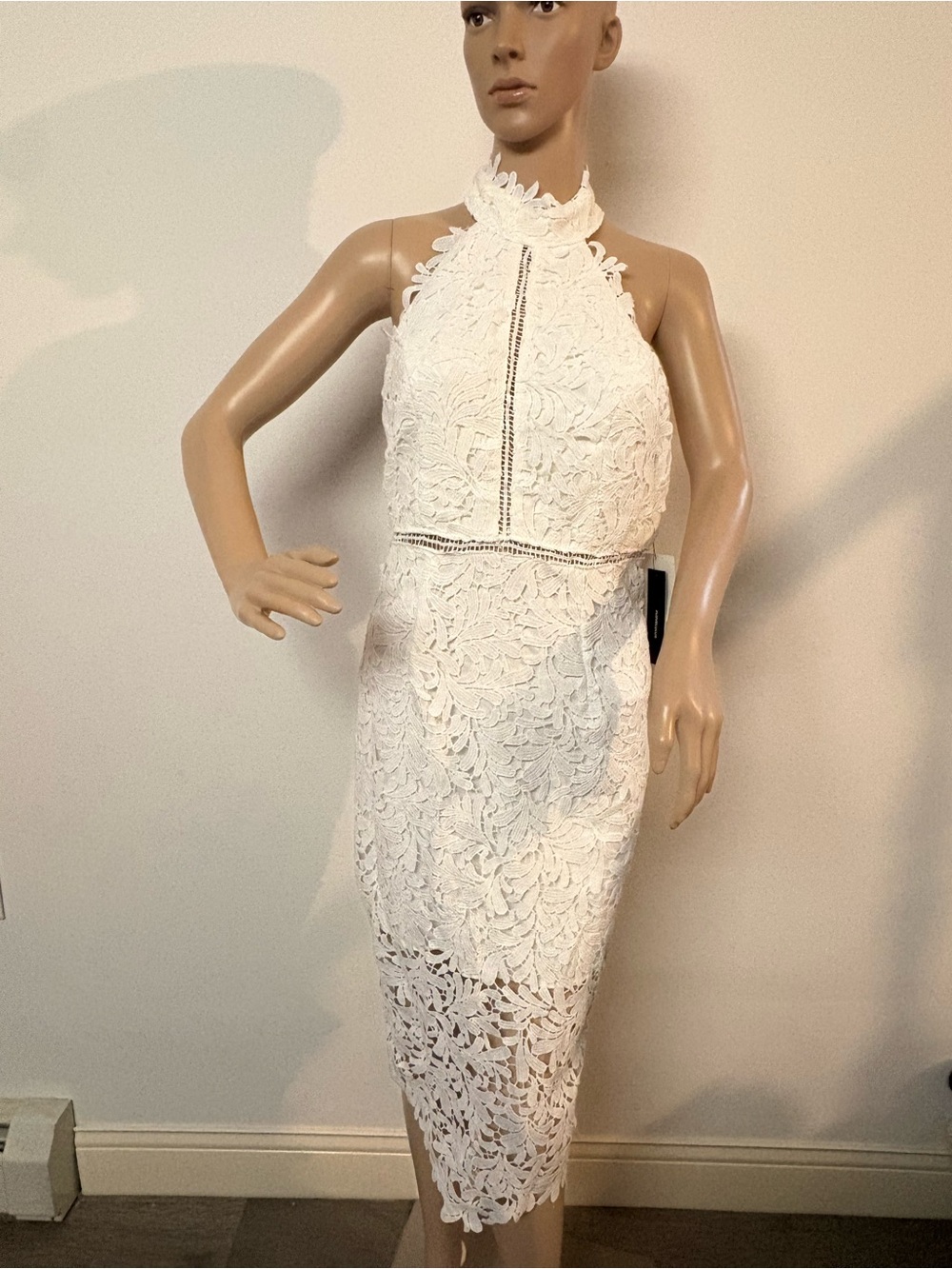 Lulu's White Lace Halter Midi Dress